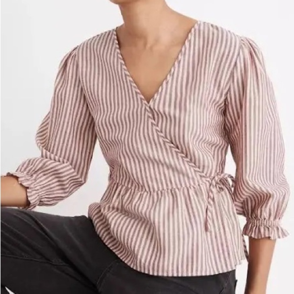 Madewell wrap top with peplum hem. Size medium.